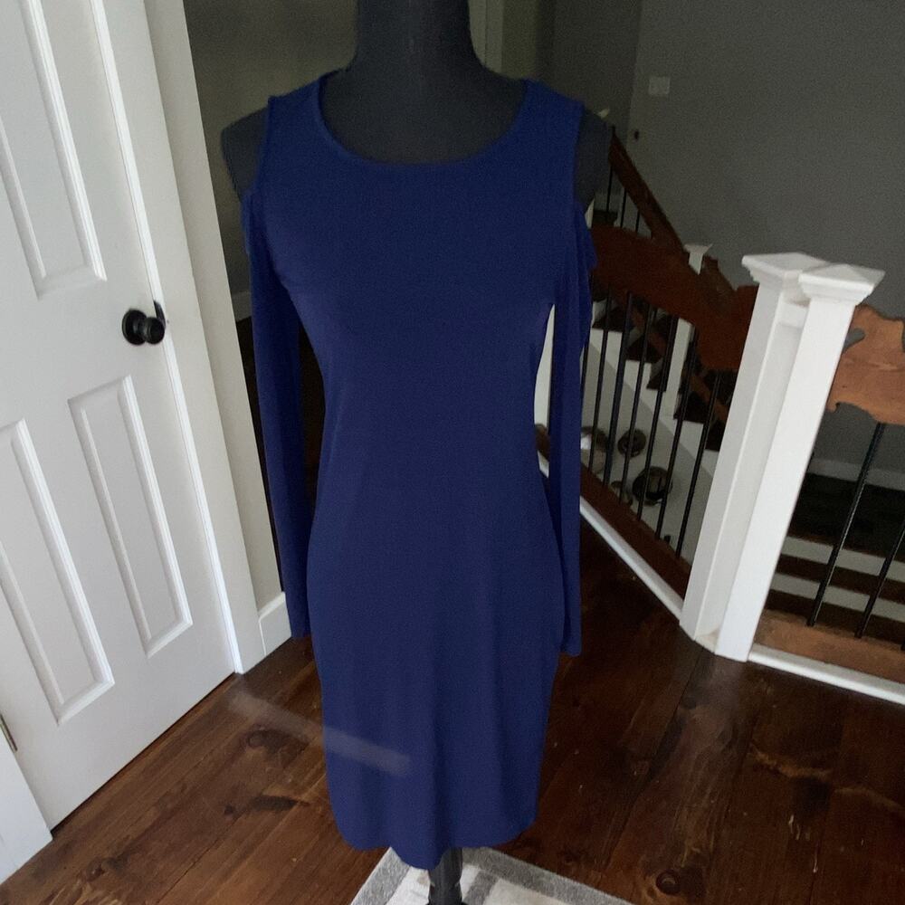 Carmen Marc Valvo Navy Blue Off Shoulder Dress Size Small